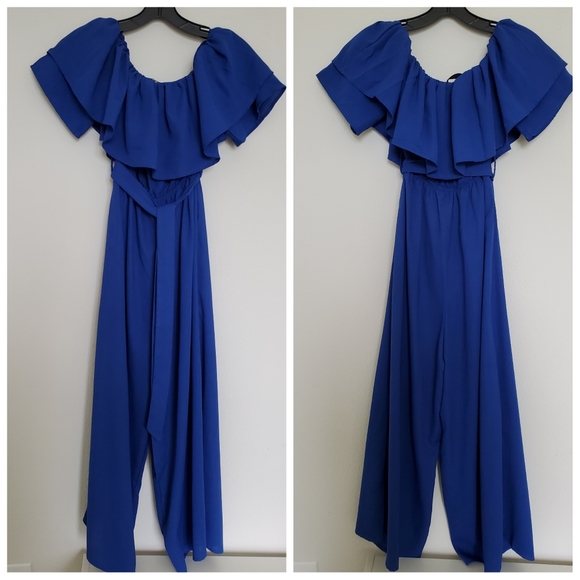 πSOLDπSHEIN Off Shoulder Culotte Jumpsuit - Picture 4 of 11